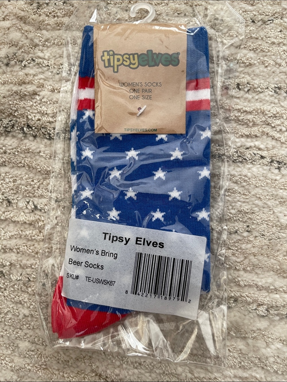 Tipsy Elves Blue, White & Red Star Casual Socks